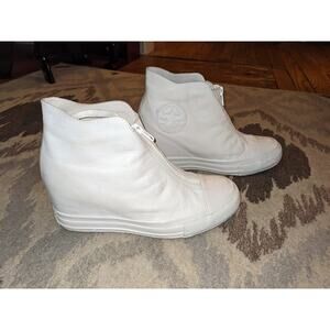 Converse 'Lux shroud'- white leather, hidden wedge zip and lace up sneakers